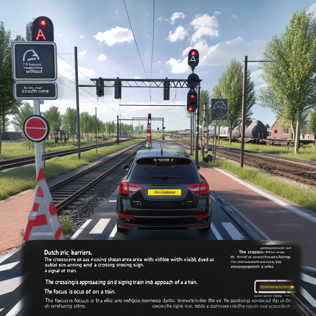 Dutch road level crossing scene