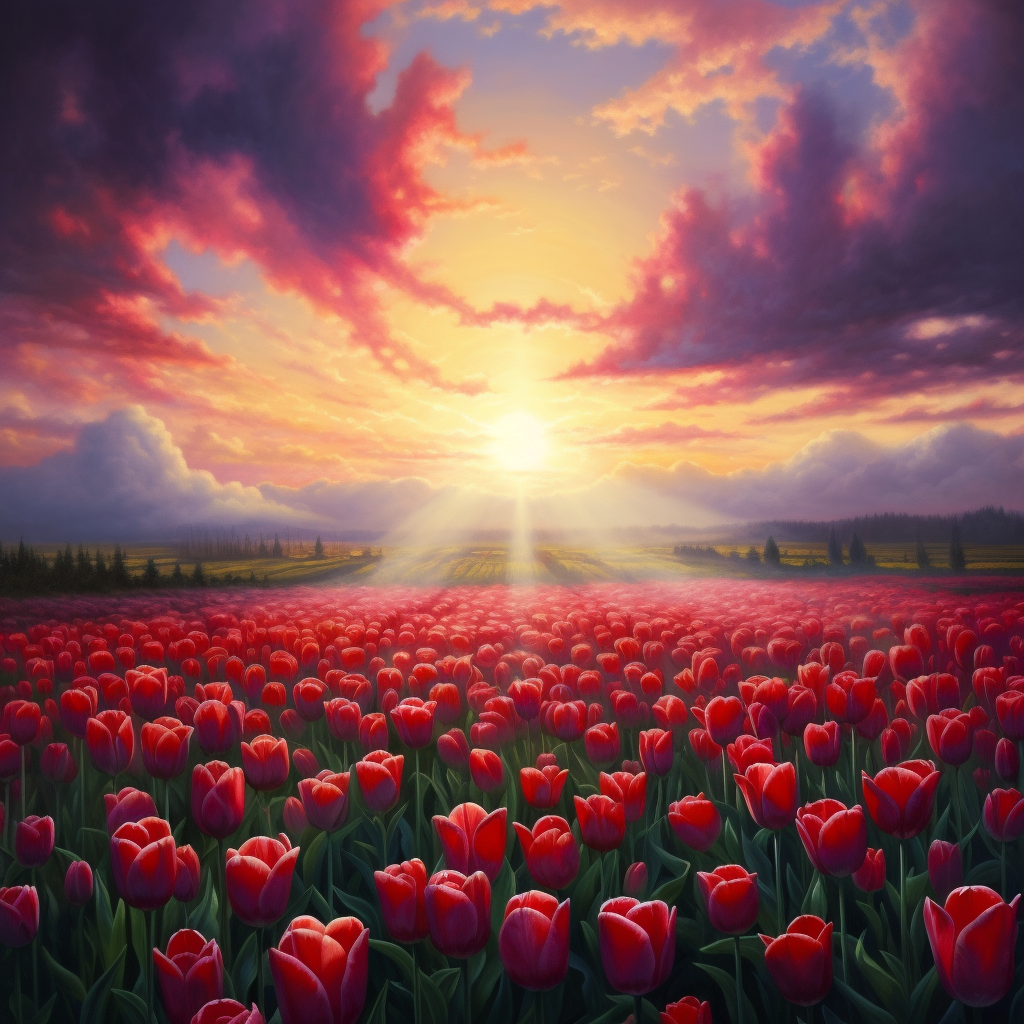 Colorful Dutch Tulip Field Mural