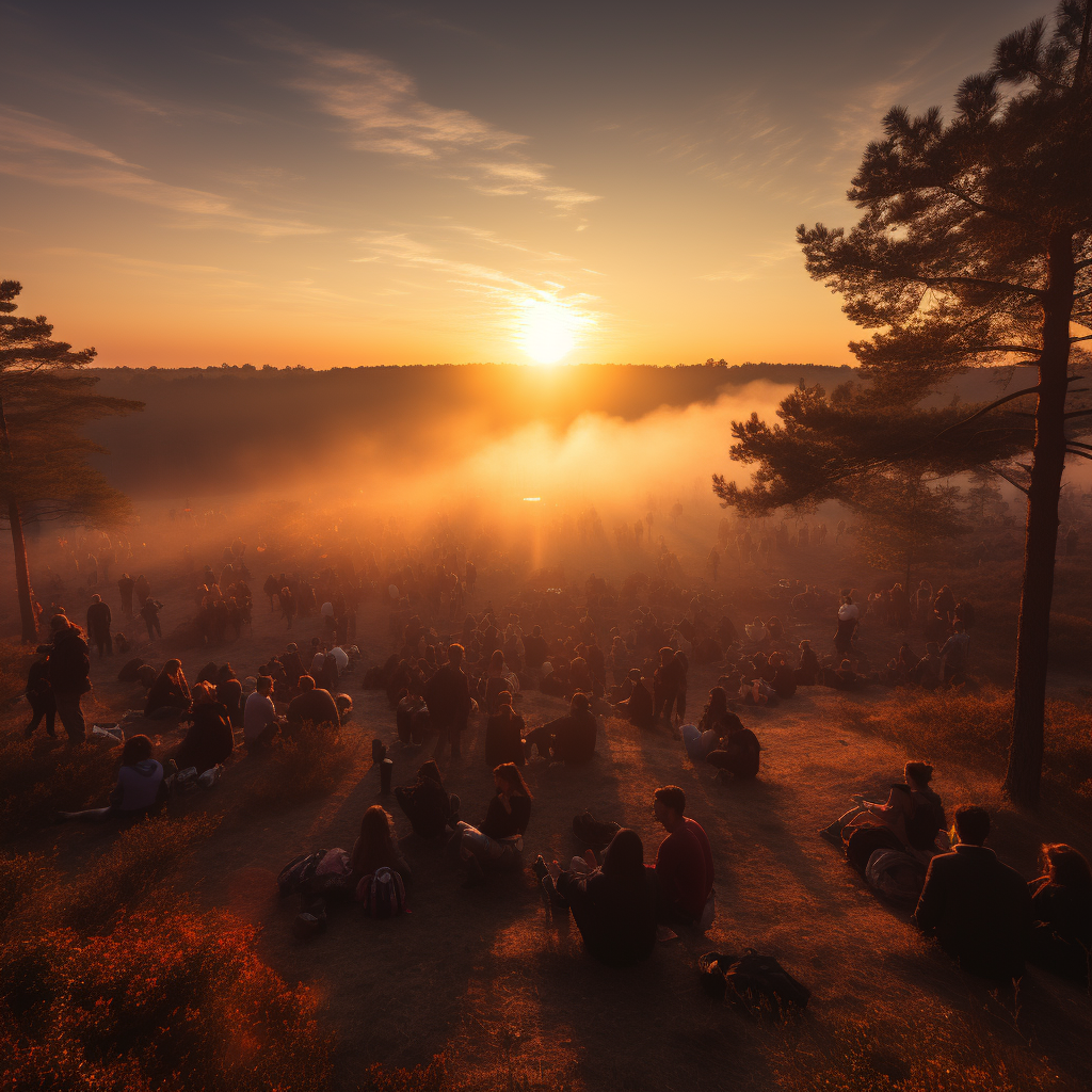 People dancing at Dutch Veluwe underground techno rave