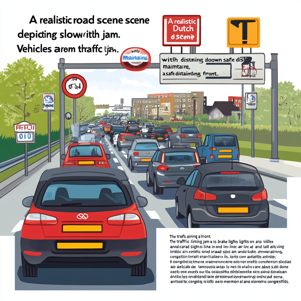 Dutch road traffic jam scene