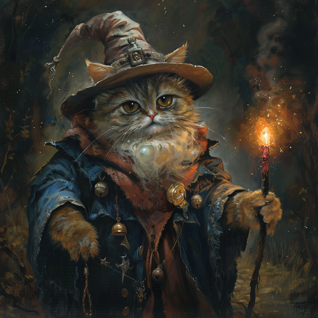 Dwarf Cat Sorcerer Dark Fantasy