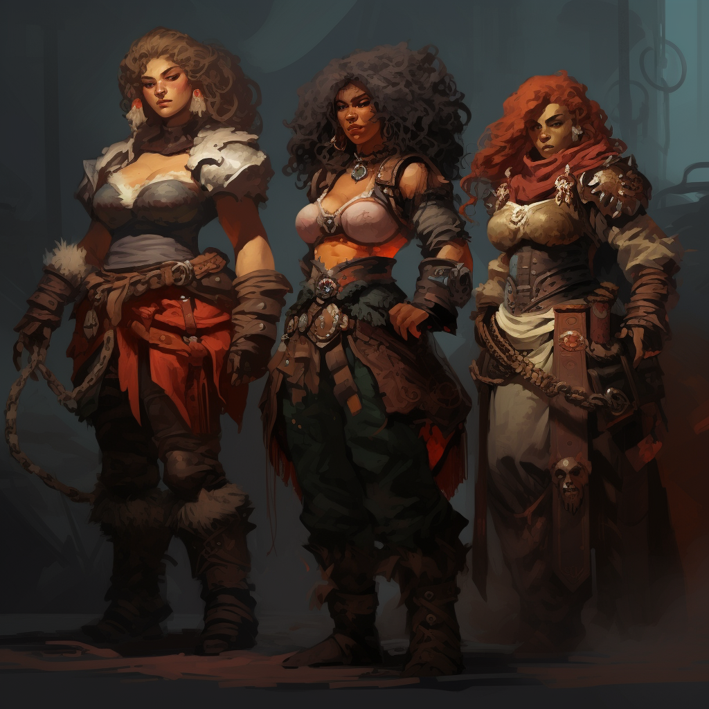 Dwarf women in hellish landscape