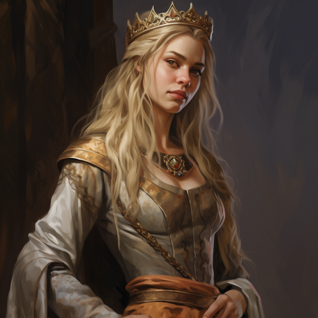 Dwarf Female with Blonde Hair and Crown in D&D Fantasy