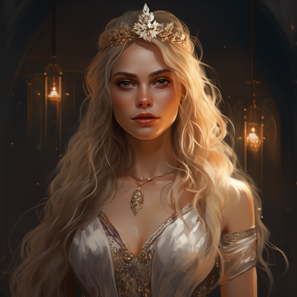 Blonde-haired Dwarf Queen in D&D Fantasy Style