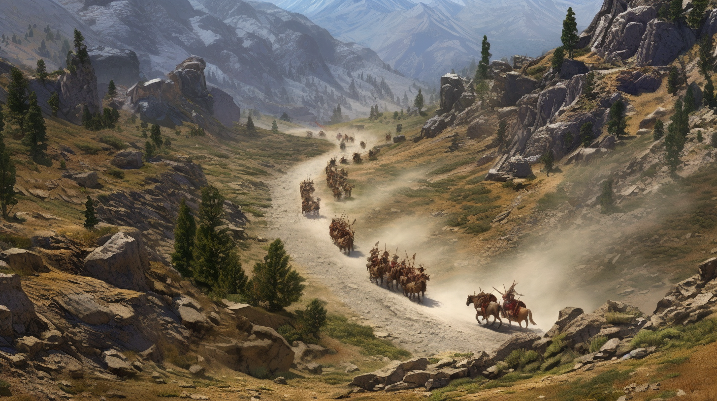 Dwarf Chariot Convoy Mountain Road