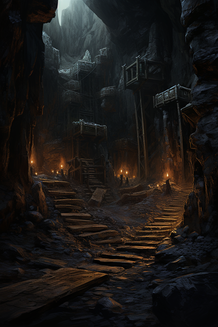 Concept art of dwarven mines