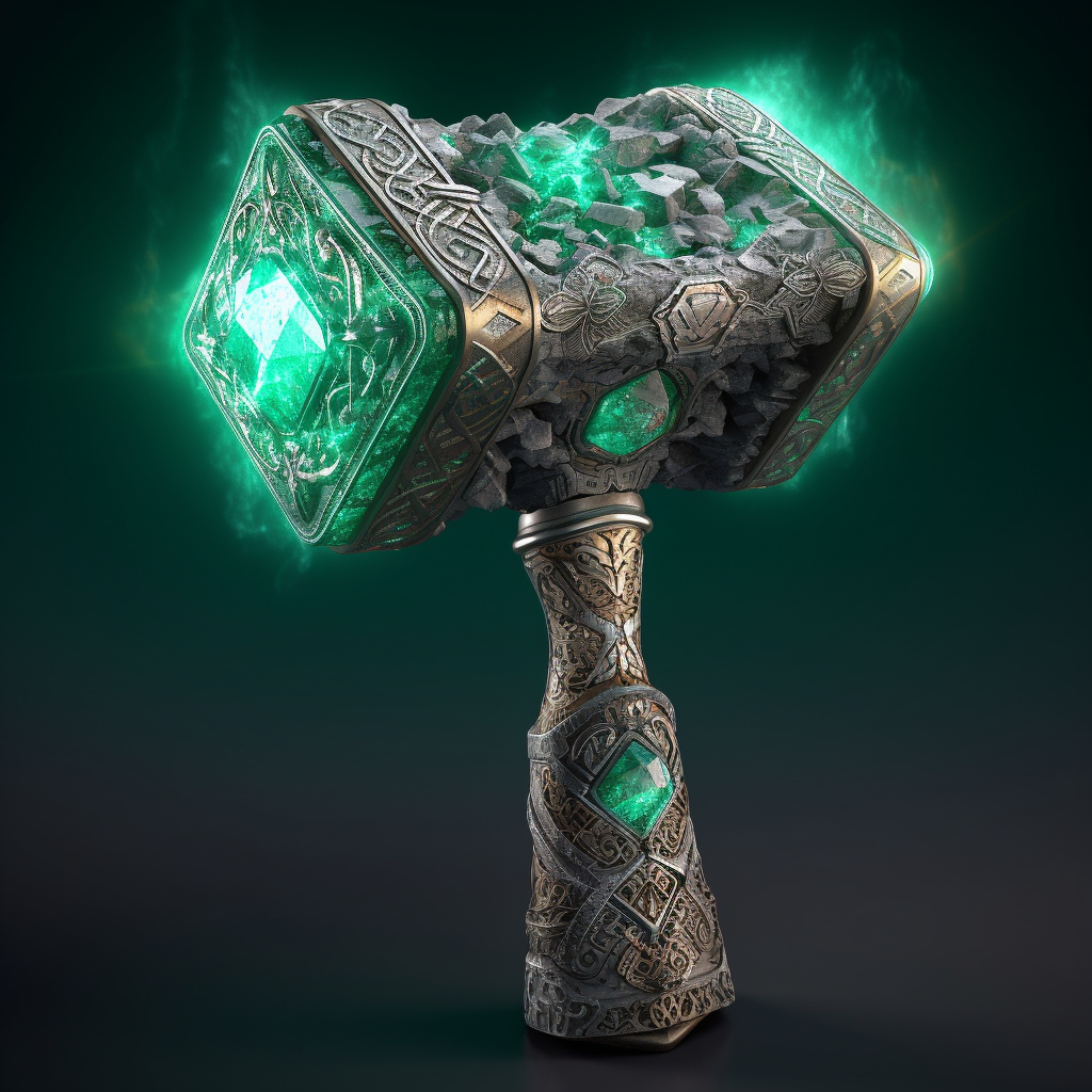 Dwarven war hammer emerald wrath fantasy