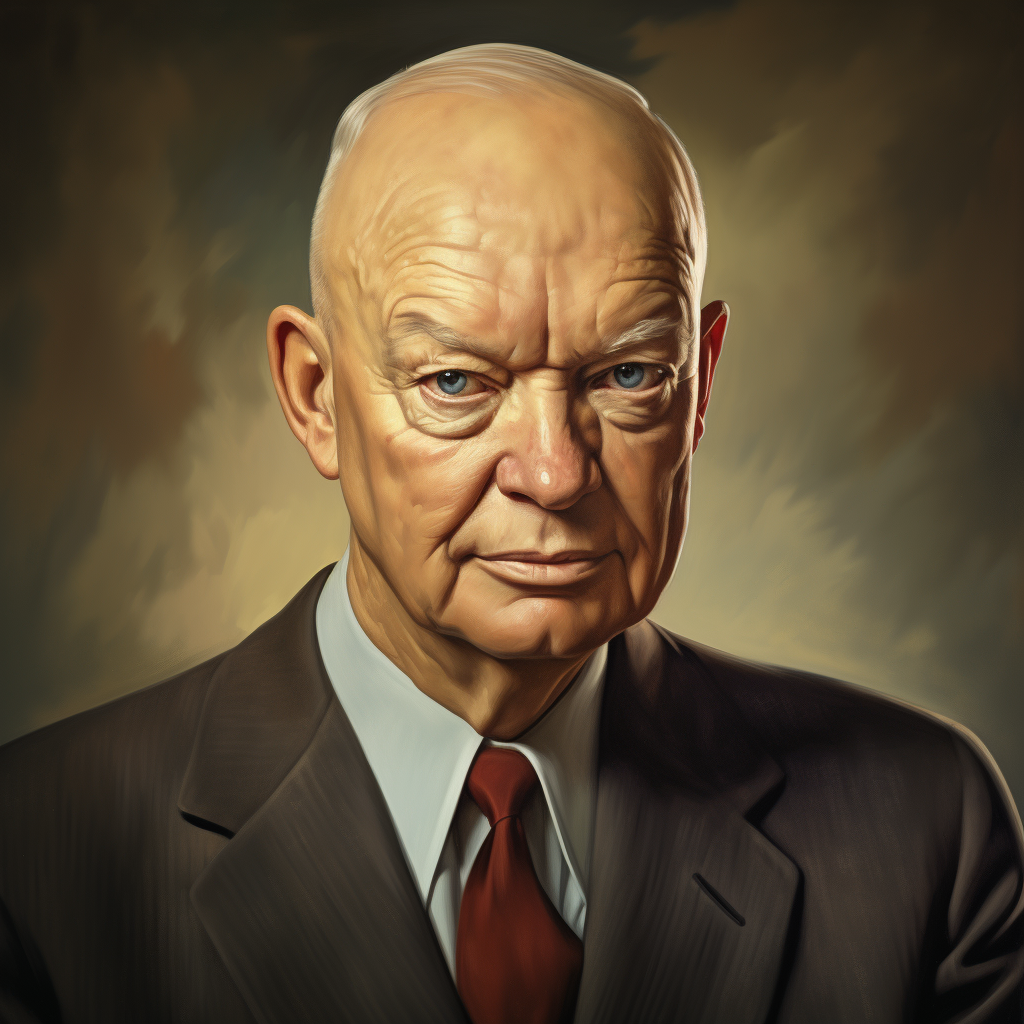 Dwight Eisenhower in hyper-realistic illustration