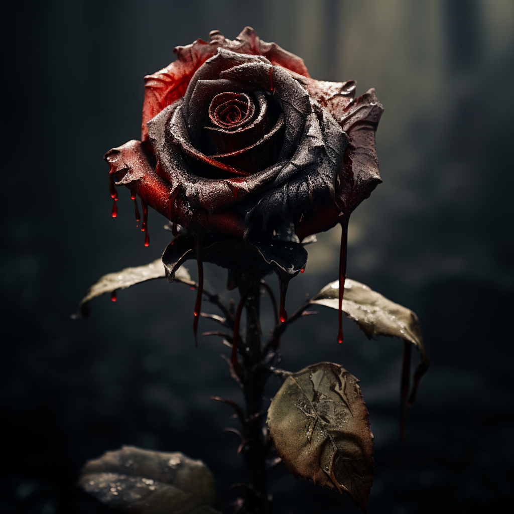 Dying black rose with red aura