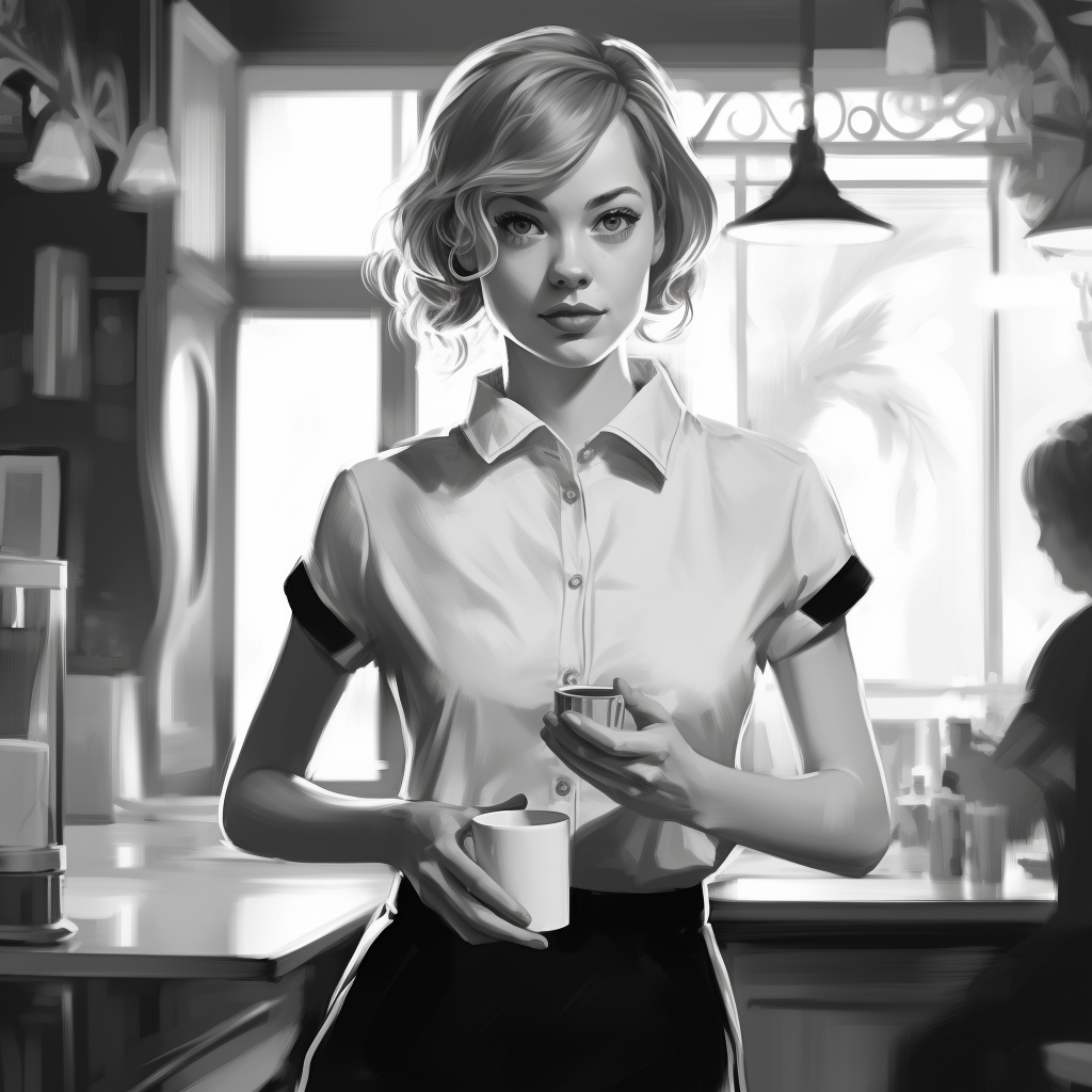 Teen Emma Stone in Dynamic Action Waitress Scene