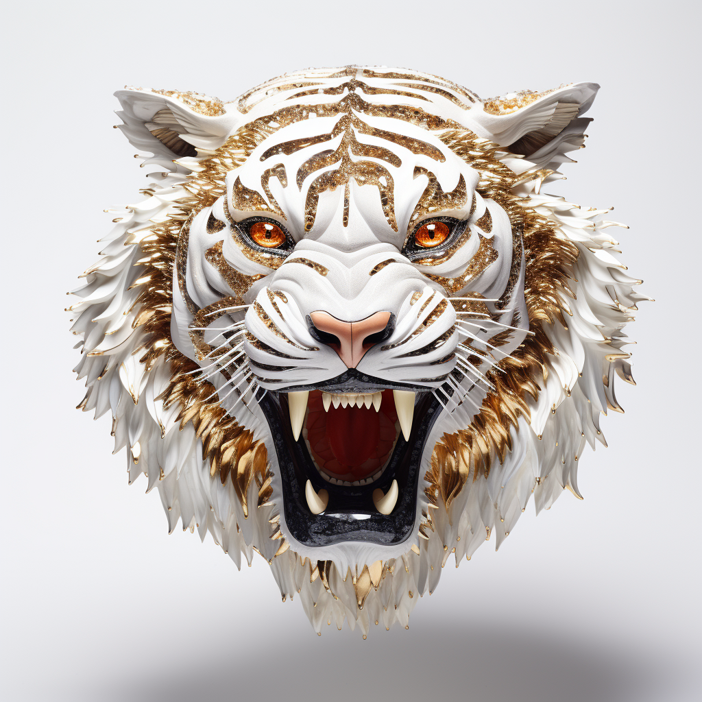 Roaring Japanese Tiger with Jewels and Diamonds