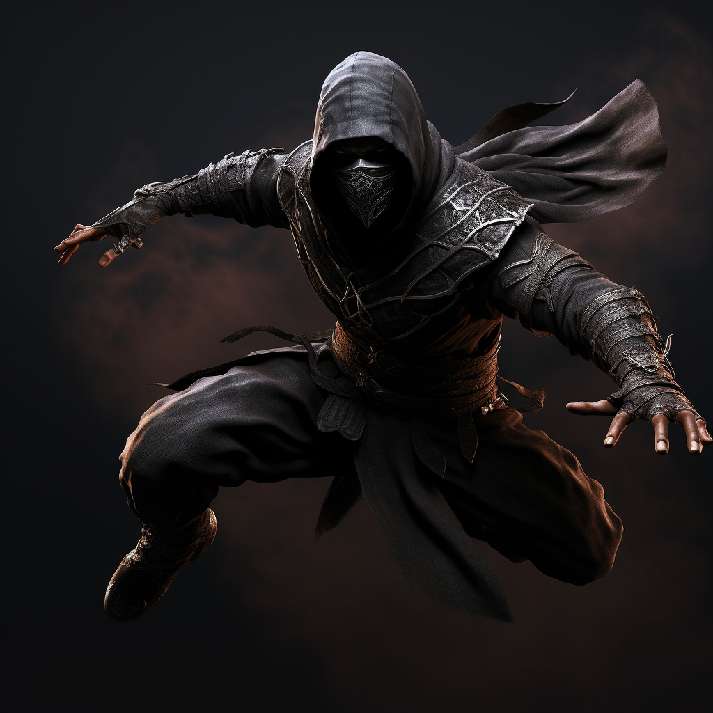 Dynamic Ninja Pose Stock Photo