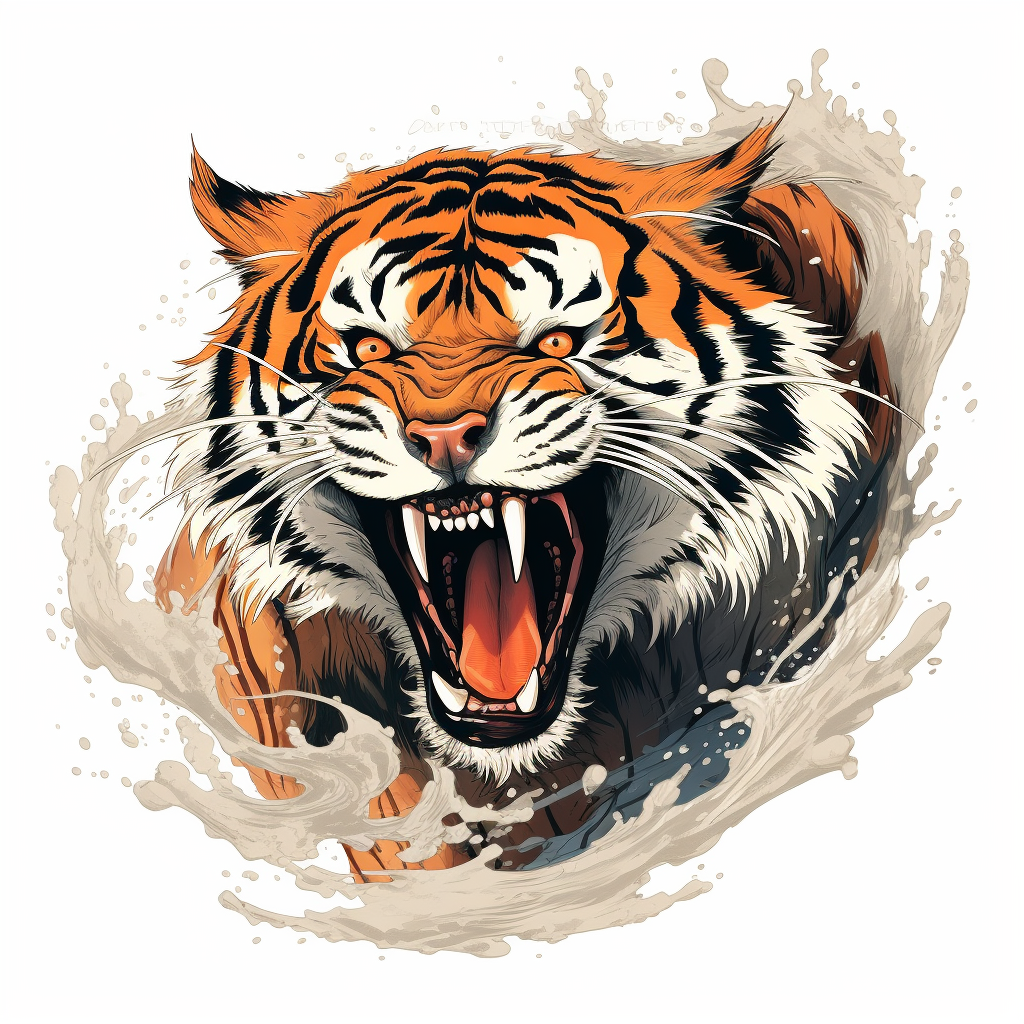 Traditional Japanese Tiger Illustration