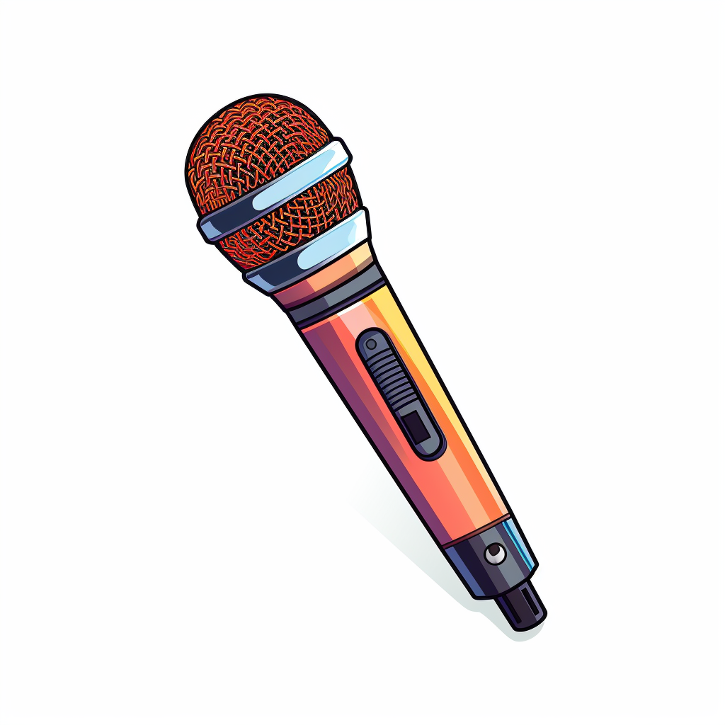 Dynamic handheld microphone cartoon on white background