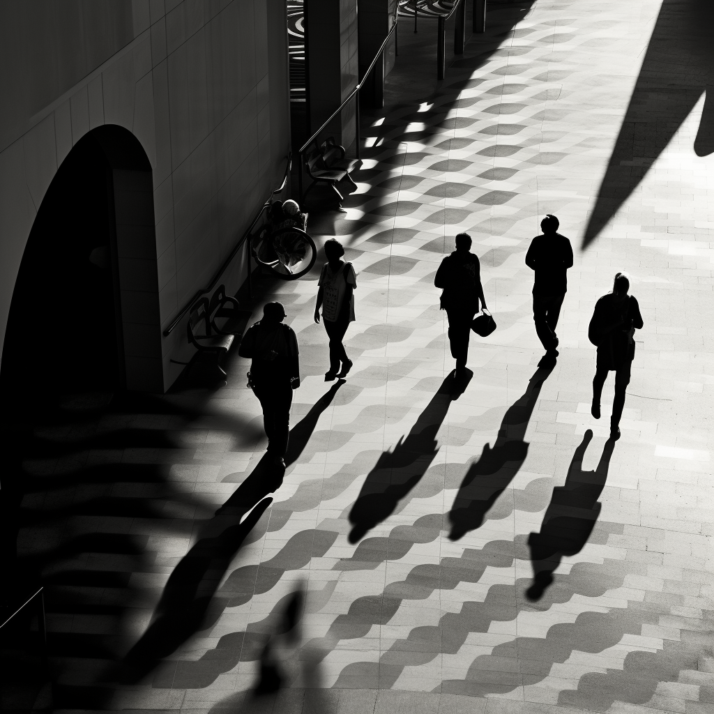 Vibrant dynamic scene in public space