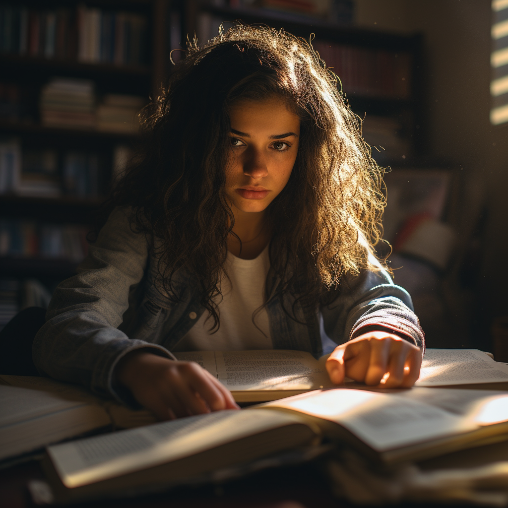 Empowered Latina teenager with dyslexia reading a book