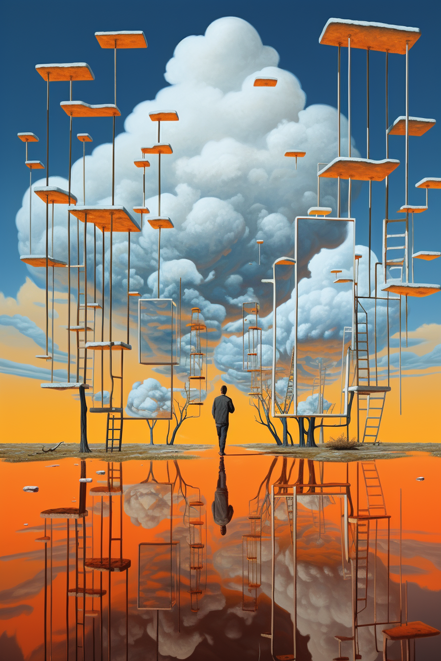 Surreal dystopian dreamscape art piece