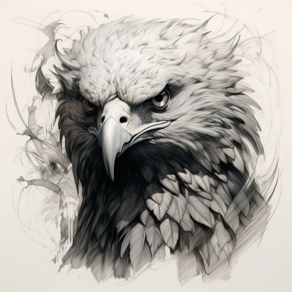 Eagle carbon sketch by schizophrenic artist