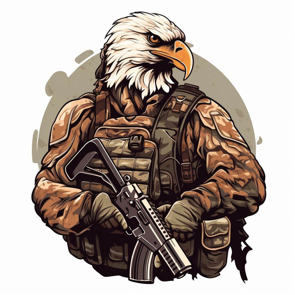 Eagle soldier in military clothing and equipment