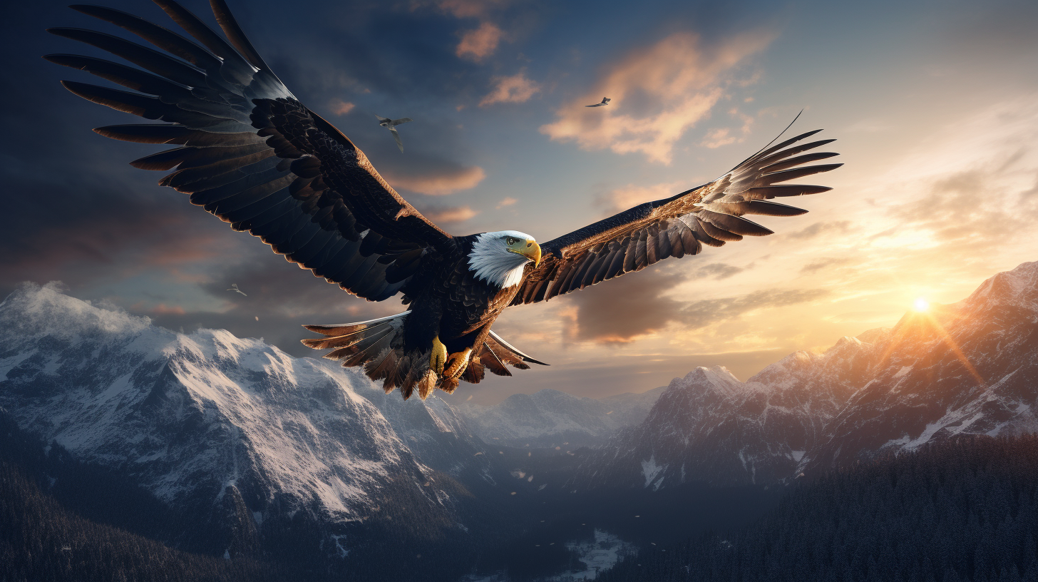 Stunning eagle soaring in the sky