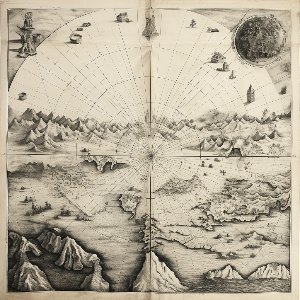 Etching of Early World Map