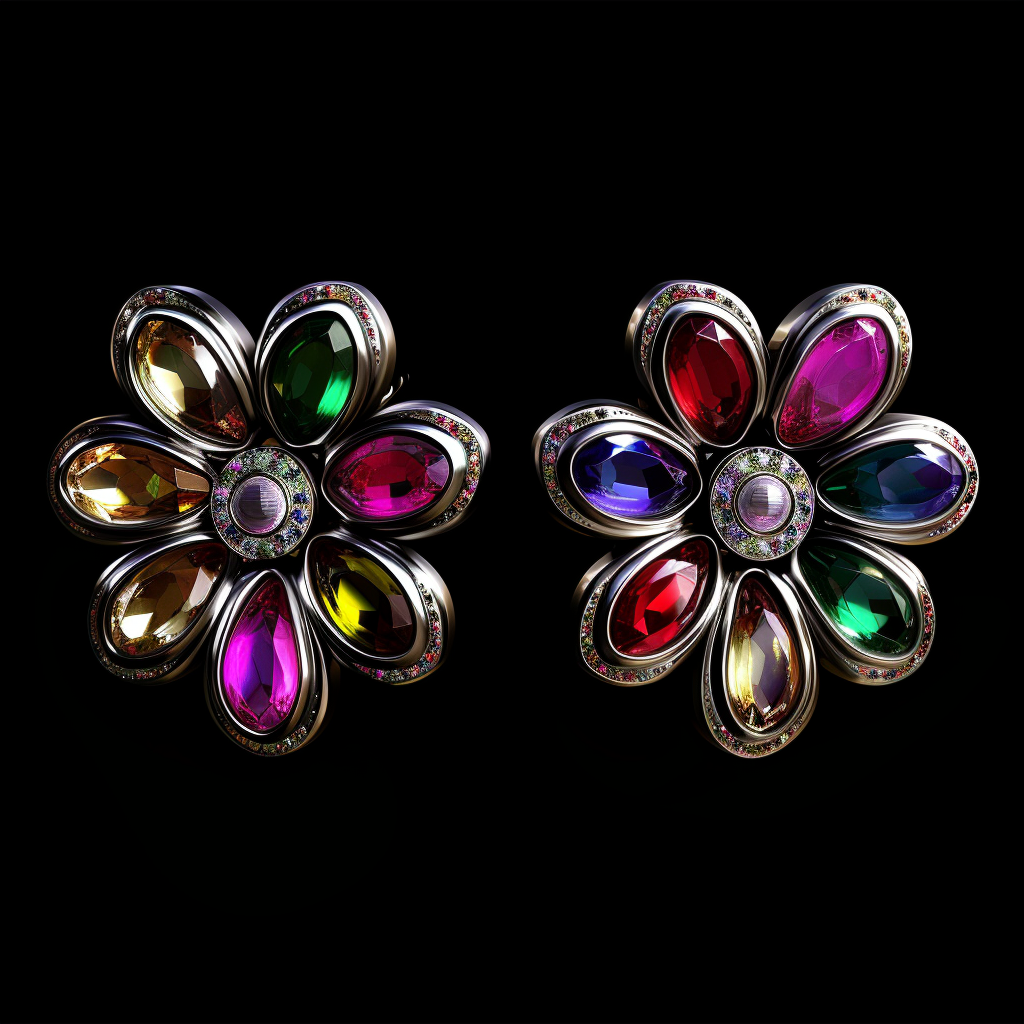 Colorful gem earrings in fantasy style