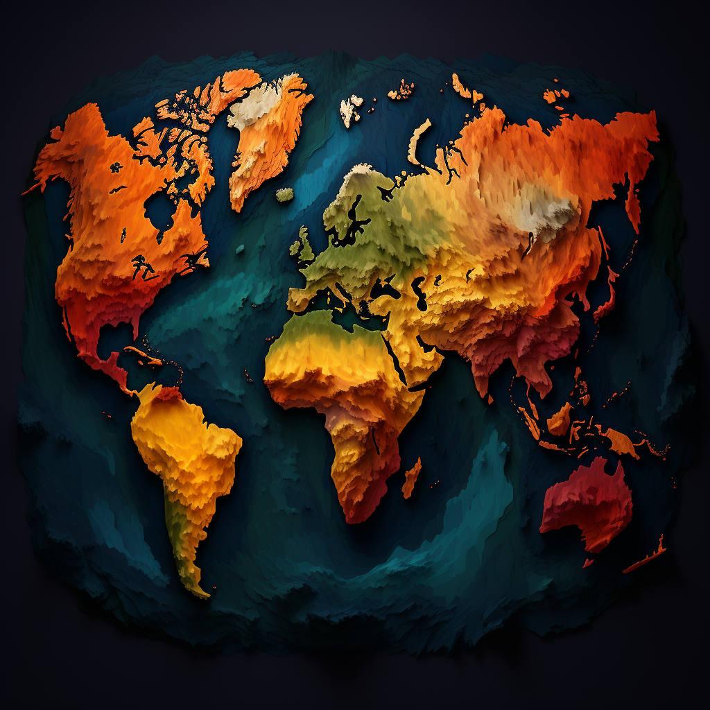 Pixelated map of Earth's continents