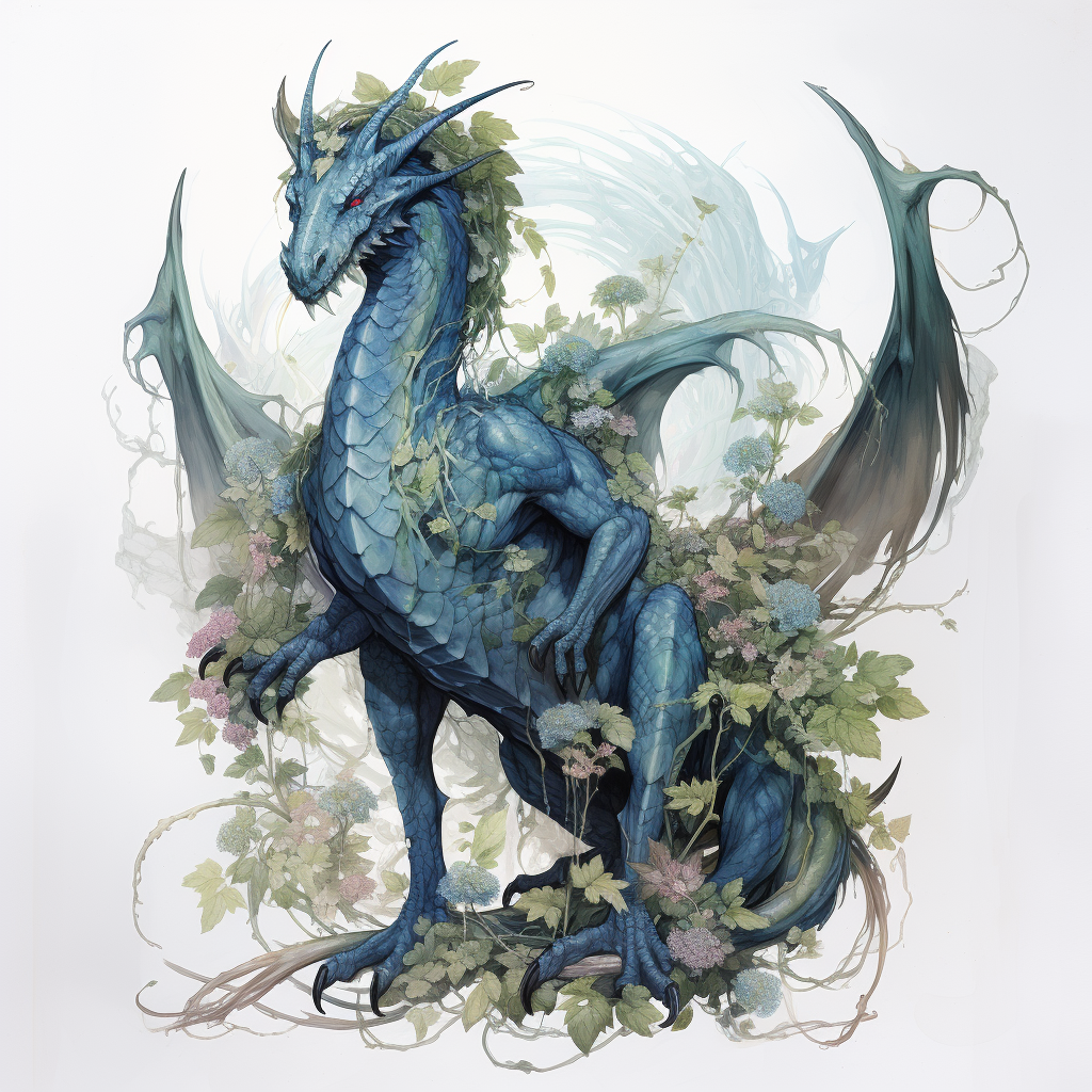 Earth Dragon with Flowers and Roots