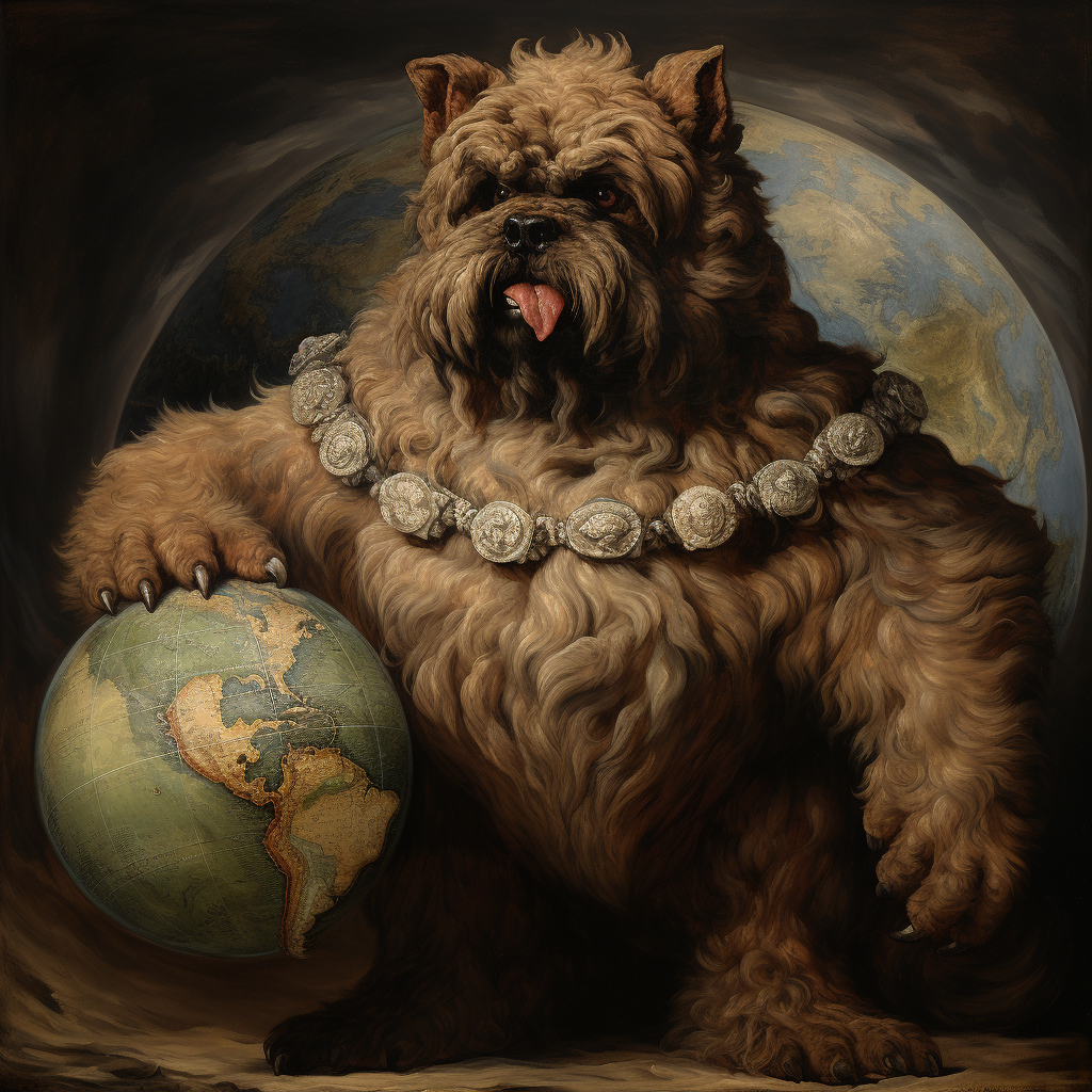 Strong Yorkie holding the Earth in Renaissance and Baroque art