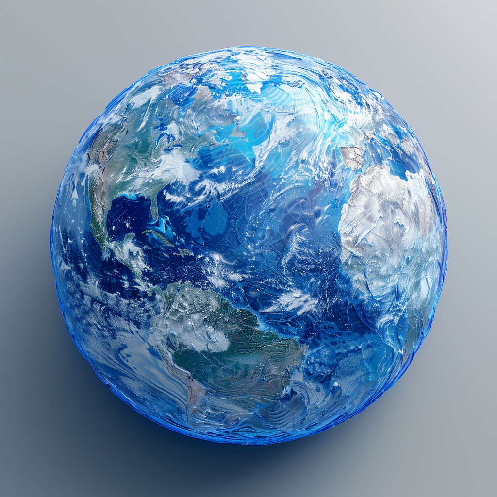 Earth Isometric Blue Glass Icon