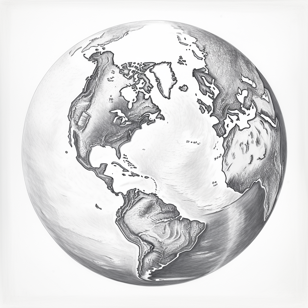 Sketch of Planet Earth showing the Americas