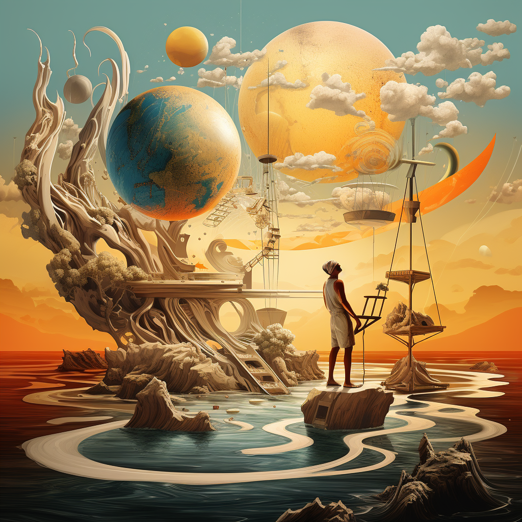 Surrealist figurative illustration of the Earth