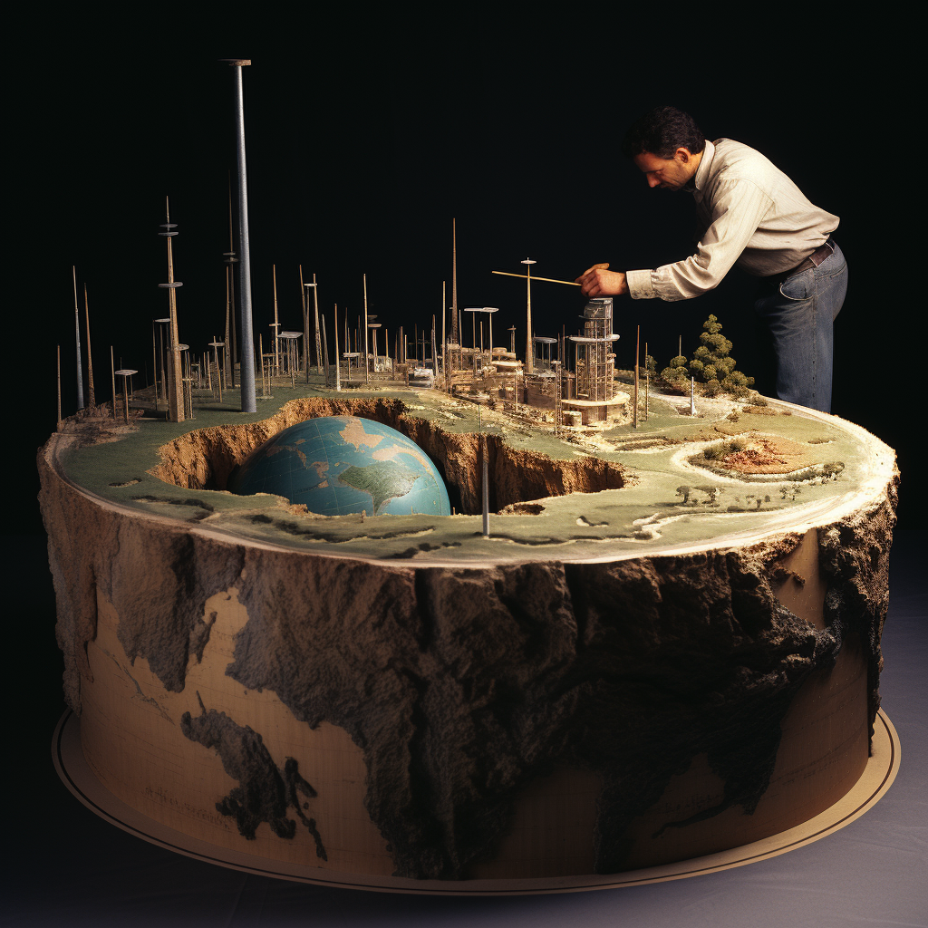 Man measuring Earth's layers