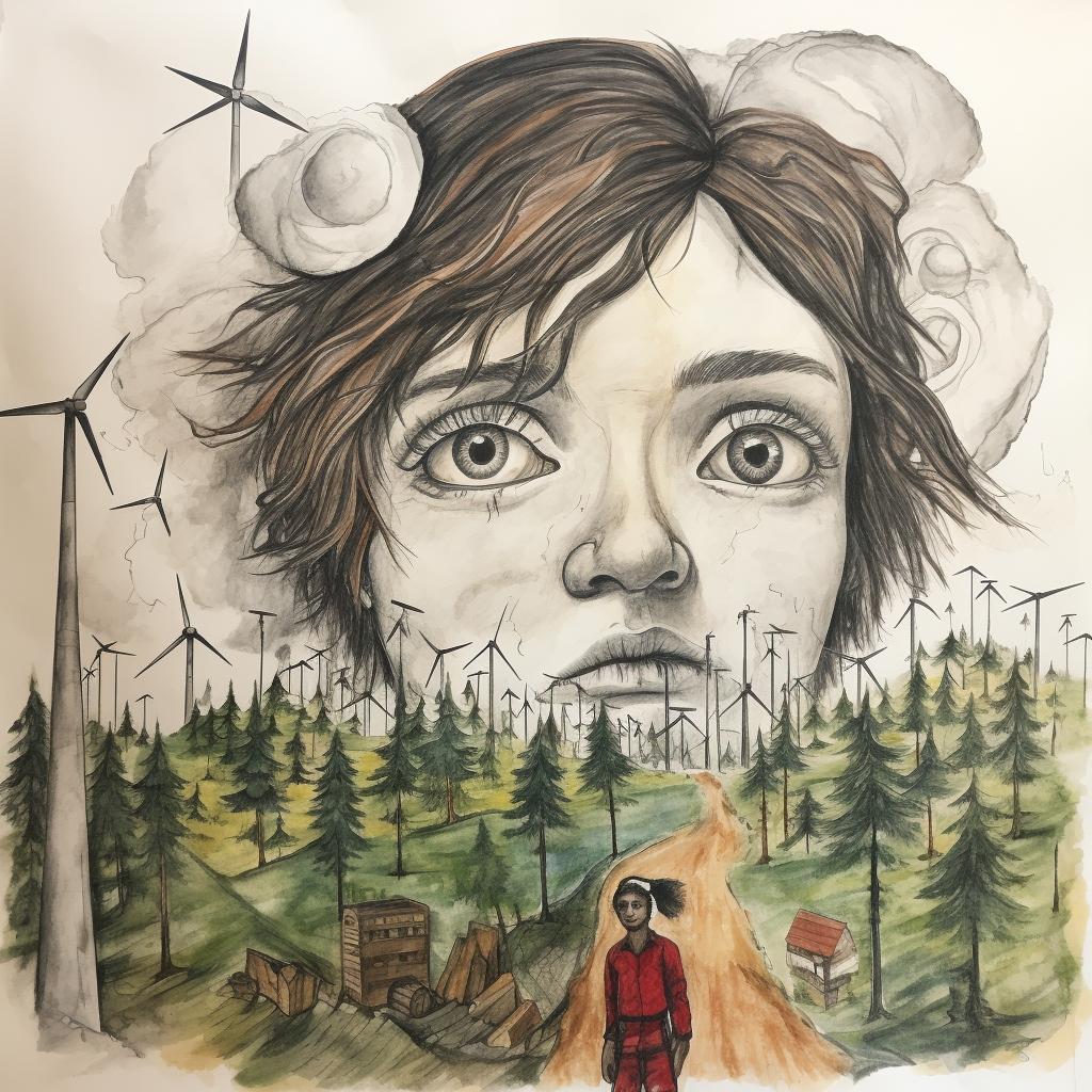 Sad eyes watch over contrasting Earth Song scene