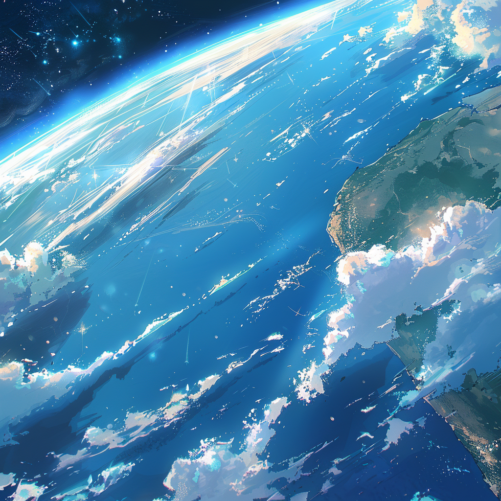 Earth in Blue Sky Ocean