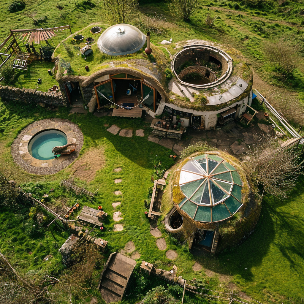 Aerial View of Earthship Home