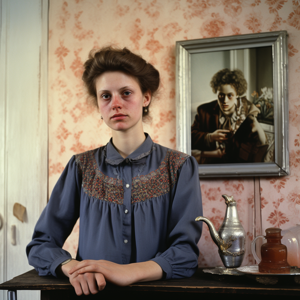 Young woman from East Germany in 1980s salon