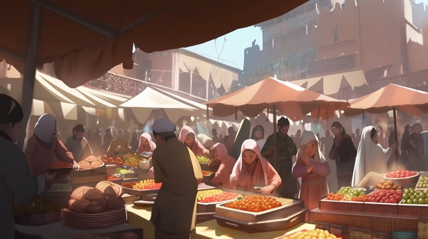 Turkic people haggling at the Kashgar marketplace