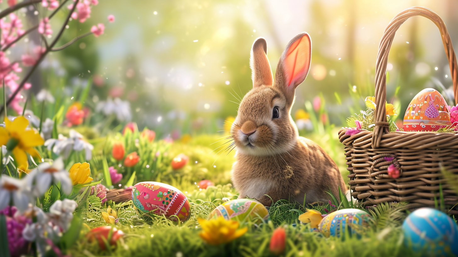 Cute AI Easter Bunnies Playing