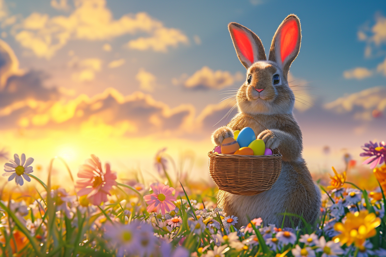 Easter Bunny with Basket of Eggs