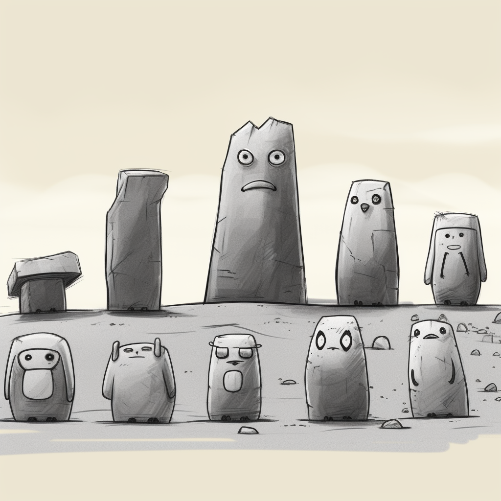 Minimalist Easter Island Pokemon Stone Statues