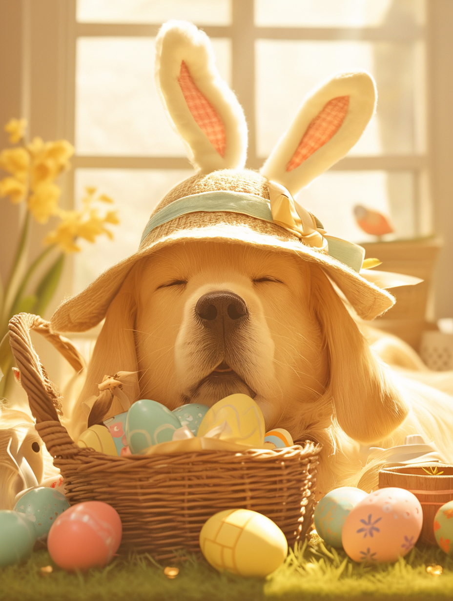 Golden Labrador Easter Bunny Rabbit