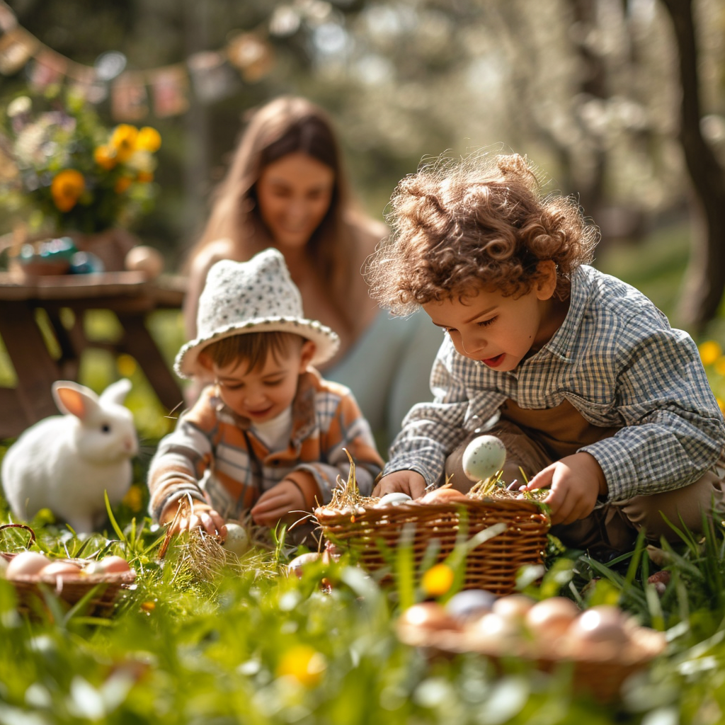 Easter morning celebration with family