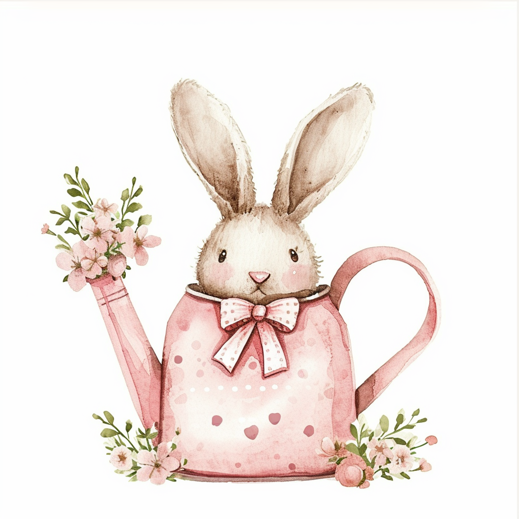 Watercolor Easter Watering Can Clipart