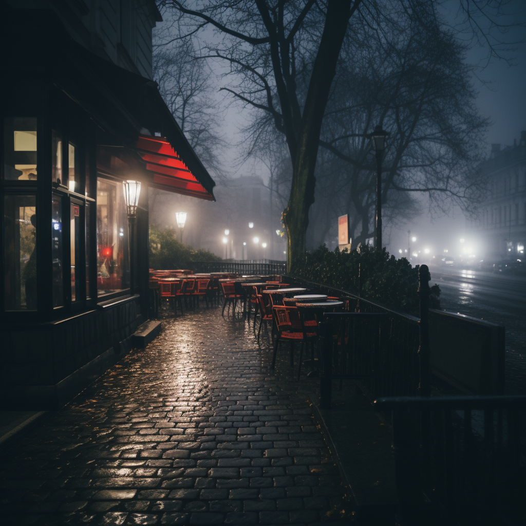 Moody Eastern Europe Cafe at Night