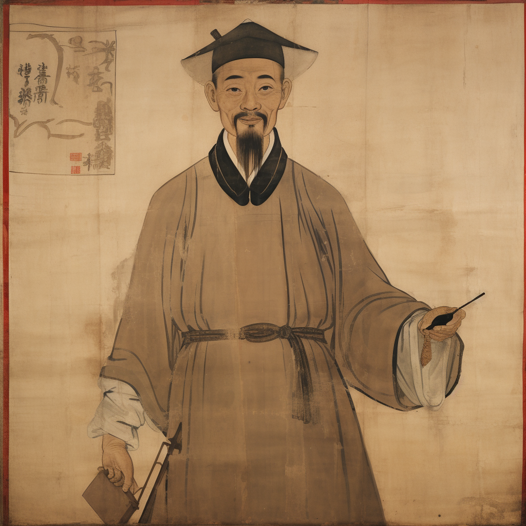 Eastern Han Dynasty physician holding ancient medical tools