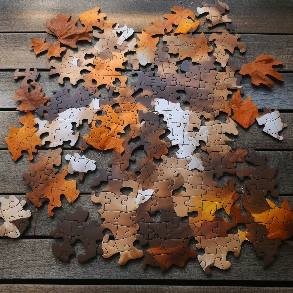 Colorful puzzle pieces on a table