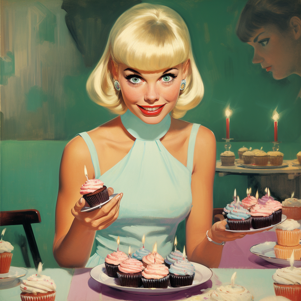 Retro cupcake illustration from the 1960s