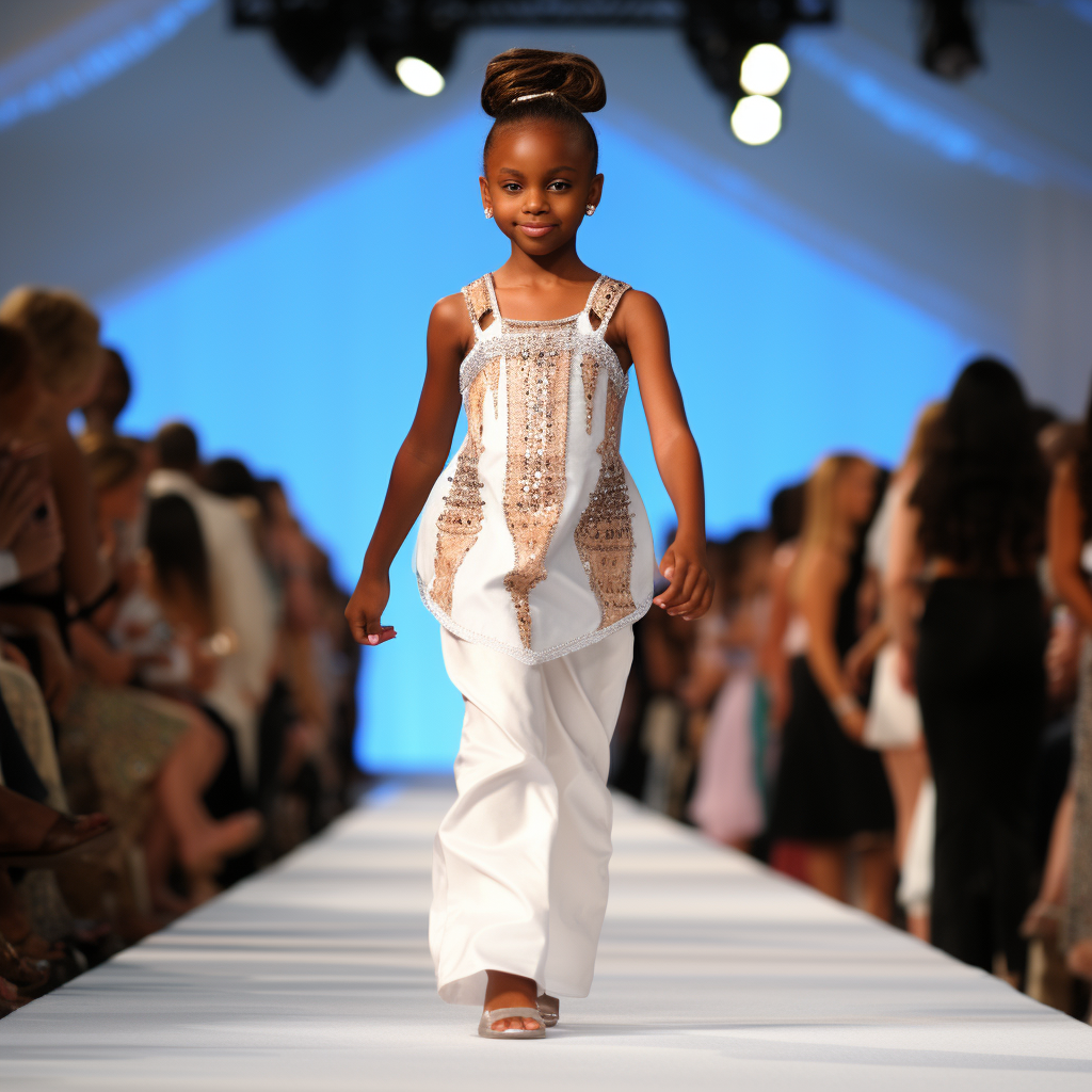 Ebony kid models on runway