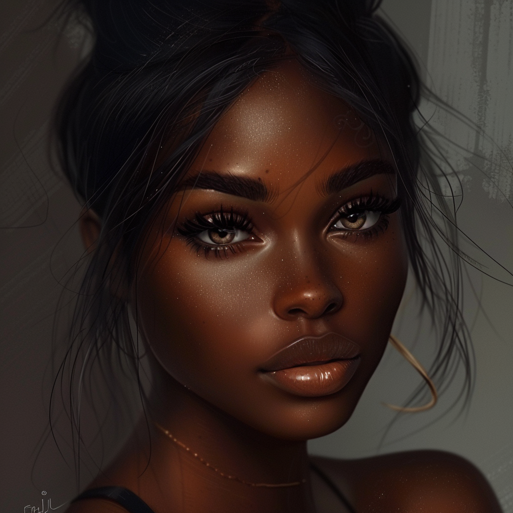 Ebony lady in love portrait